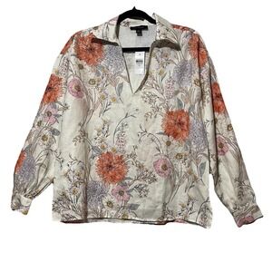 New Ann Taylor Women's Long Sleeve‎ Floral Collard Blouse Size XS